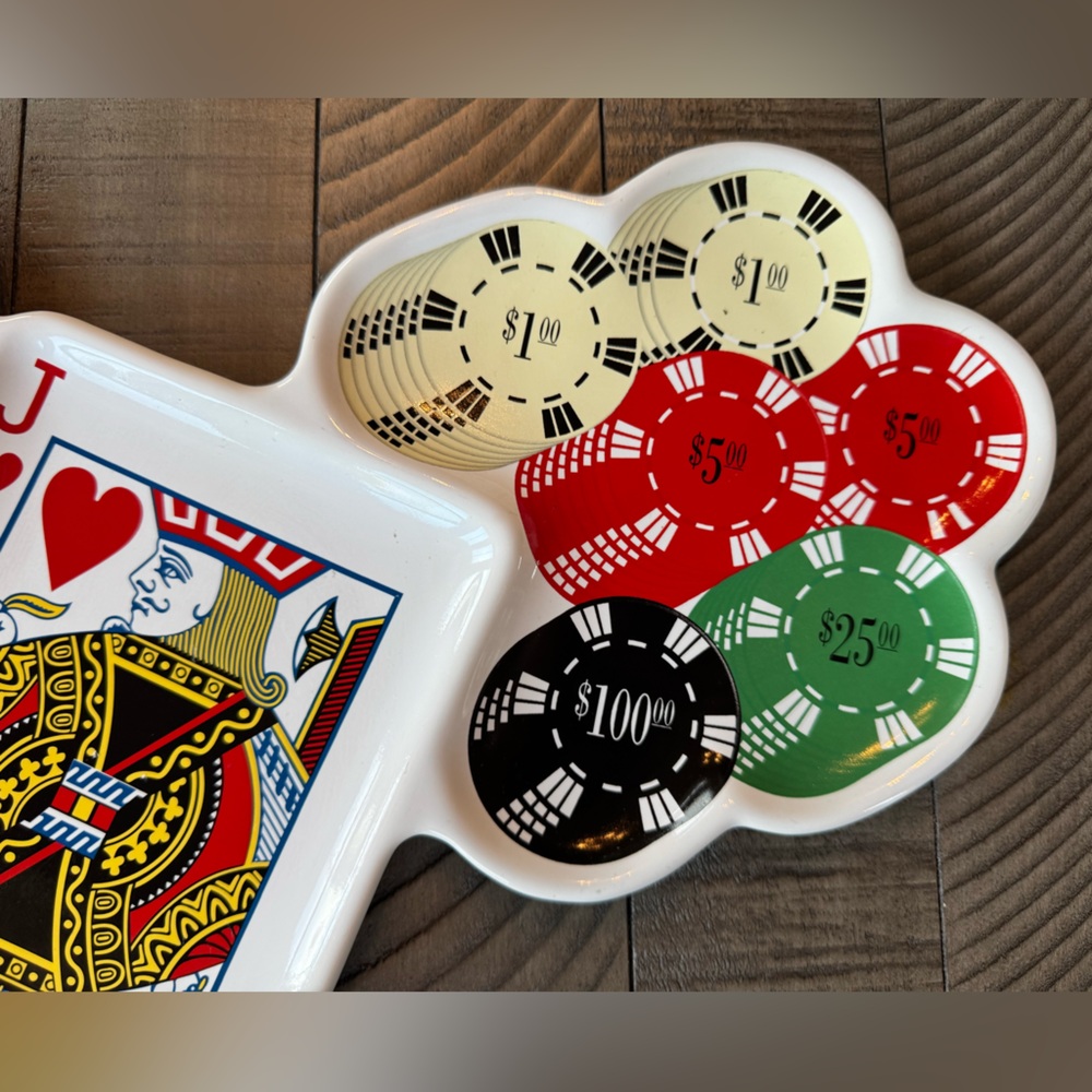 Luminarc Casino Night Blackjack Divided Serving Tray. Perfect For Game Night! - Picture 3 of 9